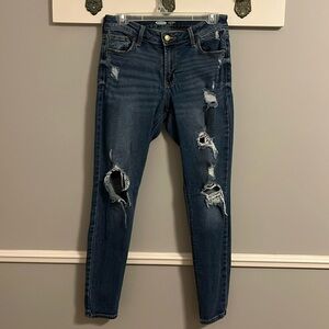 Size 4 old navy rockstar super skinny mid rose jeans with holes
